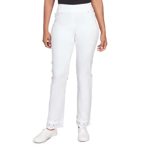 036- Ruby Road Double Fringed White Stretch Jeans