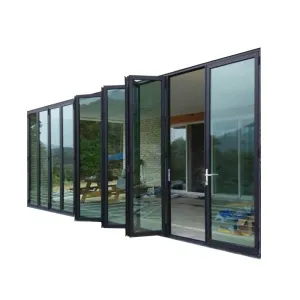 Aluminium glass accordion door folding sliding patio system doors prices by Doorwin on Alibaba