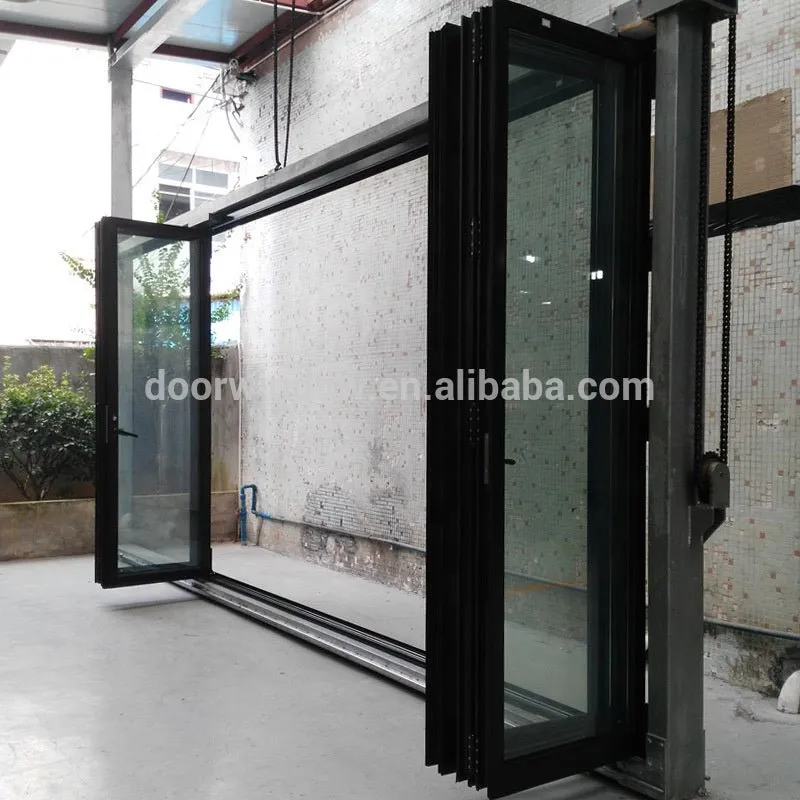 Aluminium glass accordion door folding sliding patio system doors prices by Doorwin on Alibaba