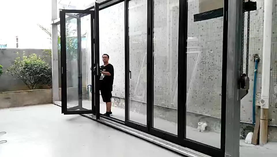 Aluminium glass accordion door folding sliding patio system doors prices by Doorwin on Alibaba