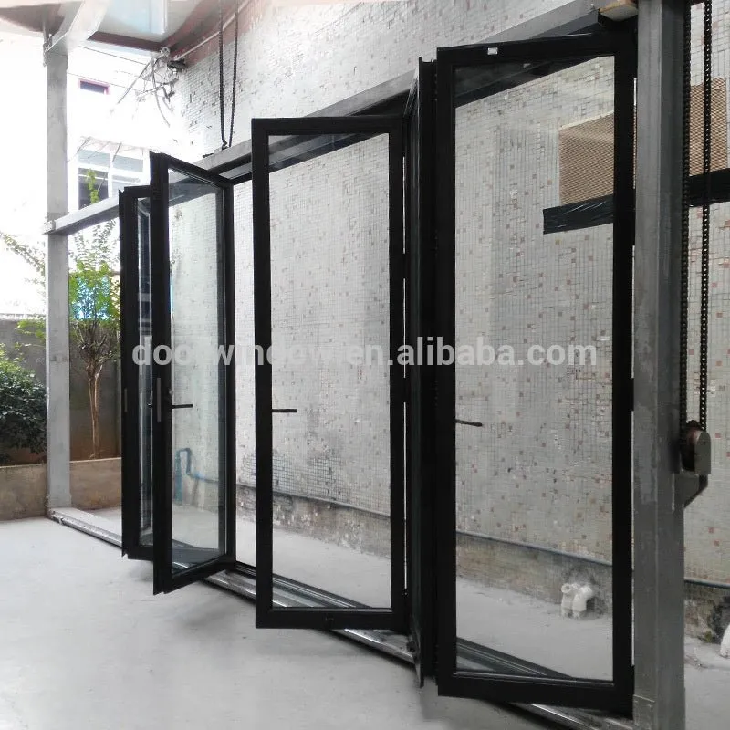 Aluminium glass accordion door folding sliding patio system doors prices by Doorwin on Alibaba
