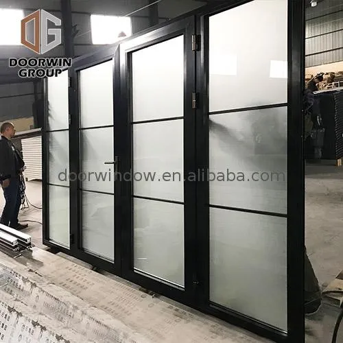 Aluminum entrance door double glass hinged in powder coating by Doorwin on Alibaba