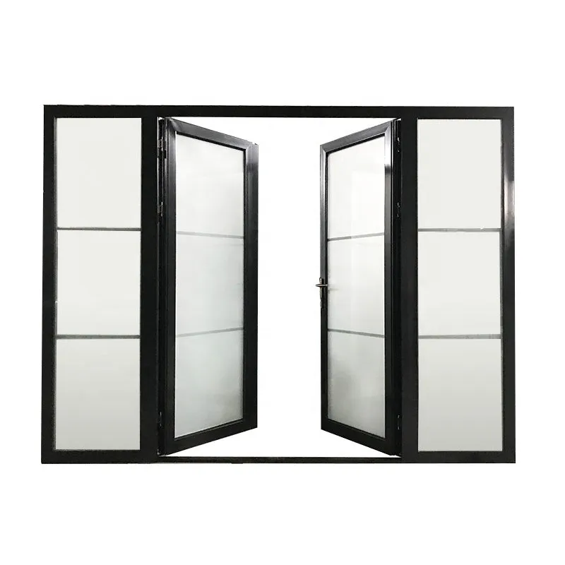 Aluminum entrance door double glass hinged in powder coating by Doorwin on Alibaba