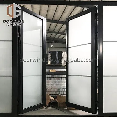 Aluminum entrance door double glass hinged in powder coating by Doorwin on Alibaba