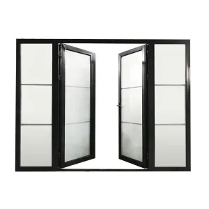 Aluminum entrance door double glass hinged in powder coating by Doorwin on Alibaba