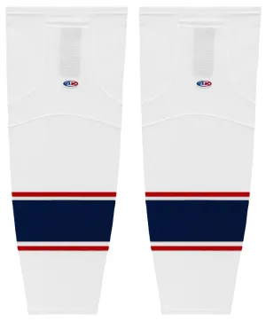 Athletic Knit (AK) HS2100-689 2017 Columbus Blue Jackets White Mesh Ice Hockey Socks
