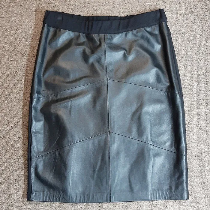 BLACK LEATHER COMBO SKIRT SIZE 5