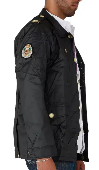 BLANCO LABEL LA COSA NUESTRA MEN'S MILITIA JACKET WITH CHAIN DETAIL BLACK - BL-6041