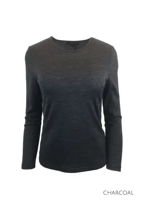 EBAS553.COLOUR.A-H SELF TRIM ROUND NECK MERINO