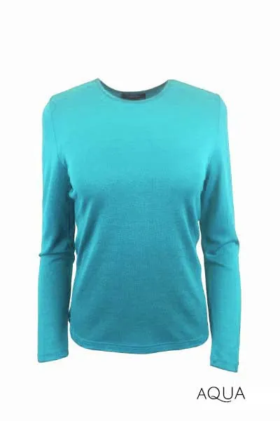 EBAS553.COLOUR.A-H SELF TRIM ROUND NECK MERINO