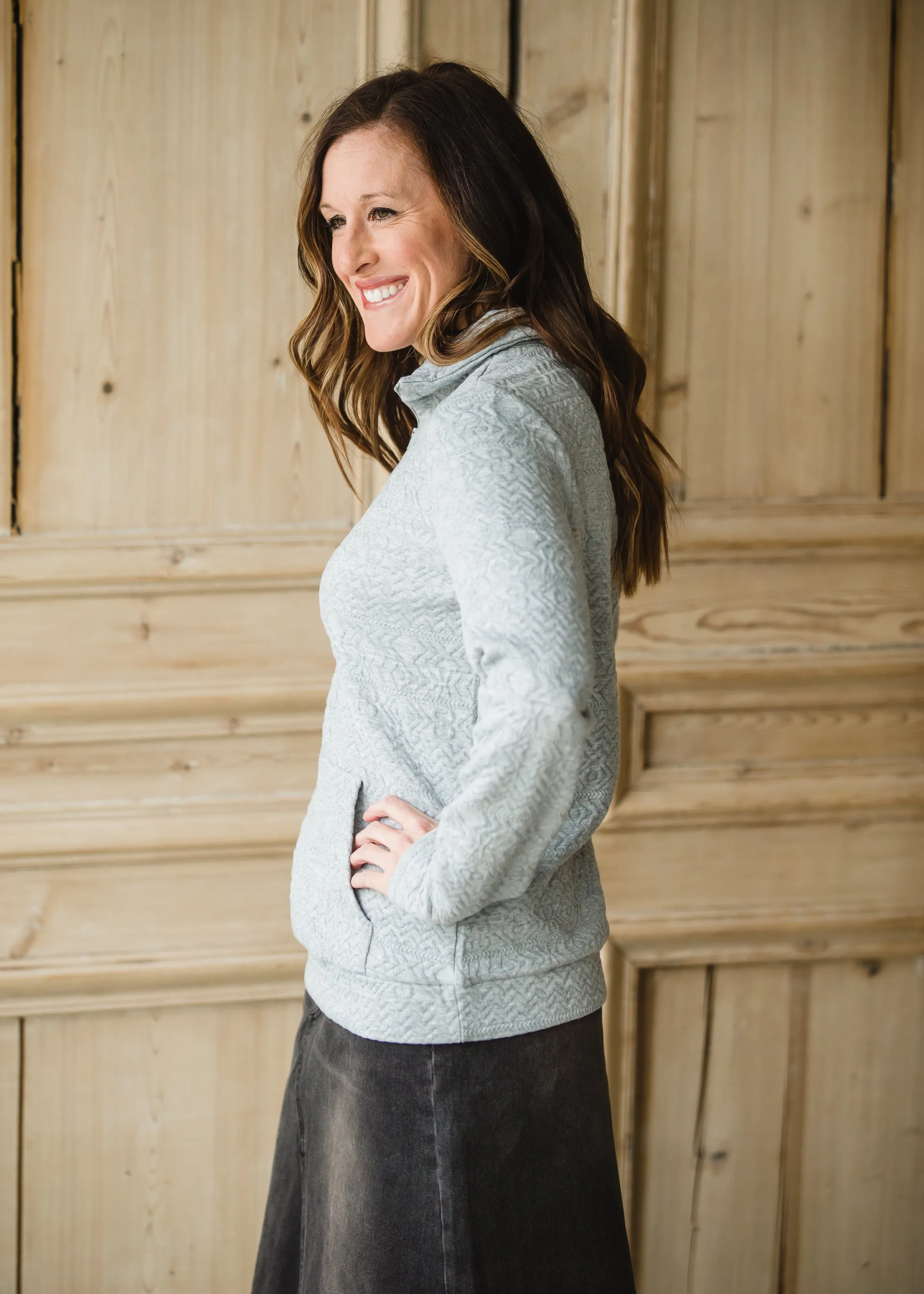 Gray 1/4 Zip Textured Sweater - FINAL SALE