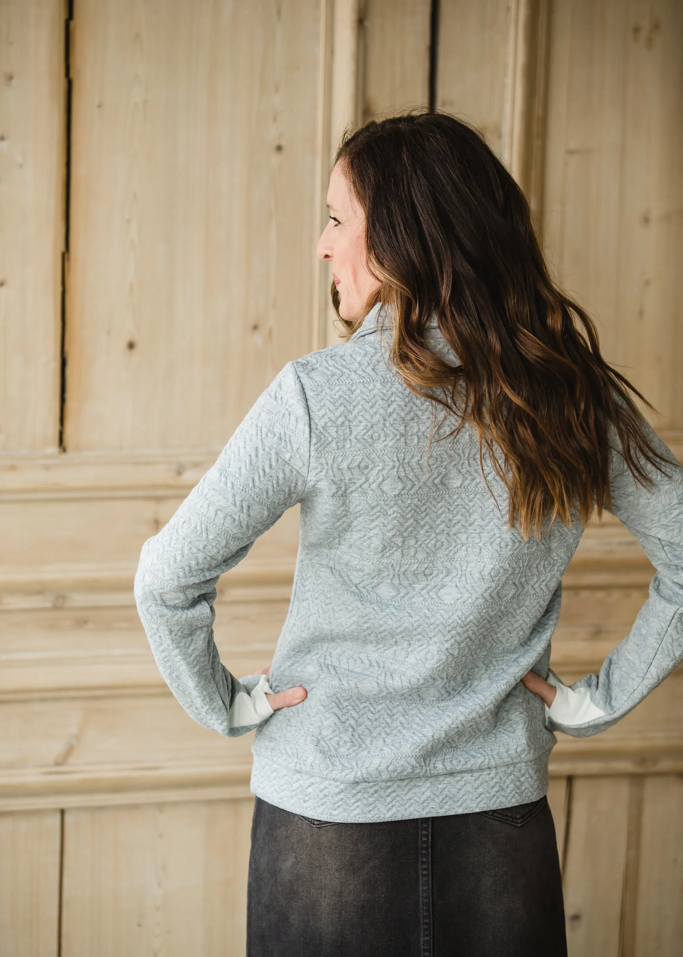 Gray 1/4 Zip Textured Sweater - FINAL SALE