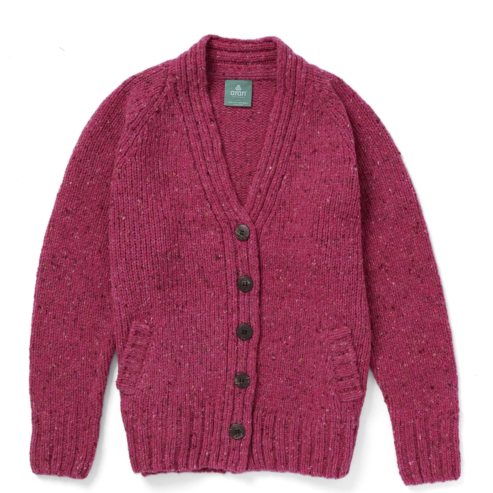 Ladies' Donegal Cardigan with Side Pockets | Pink