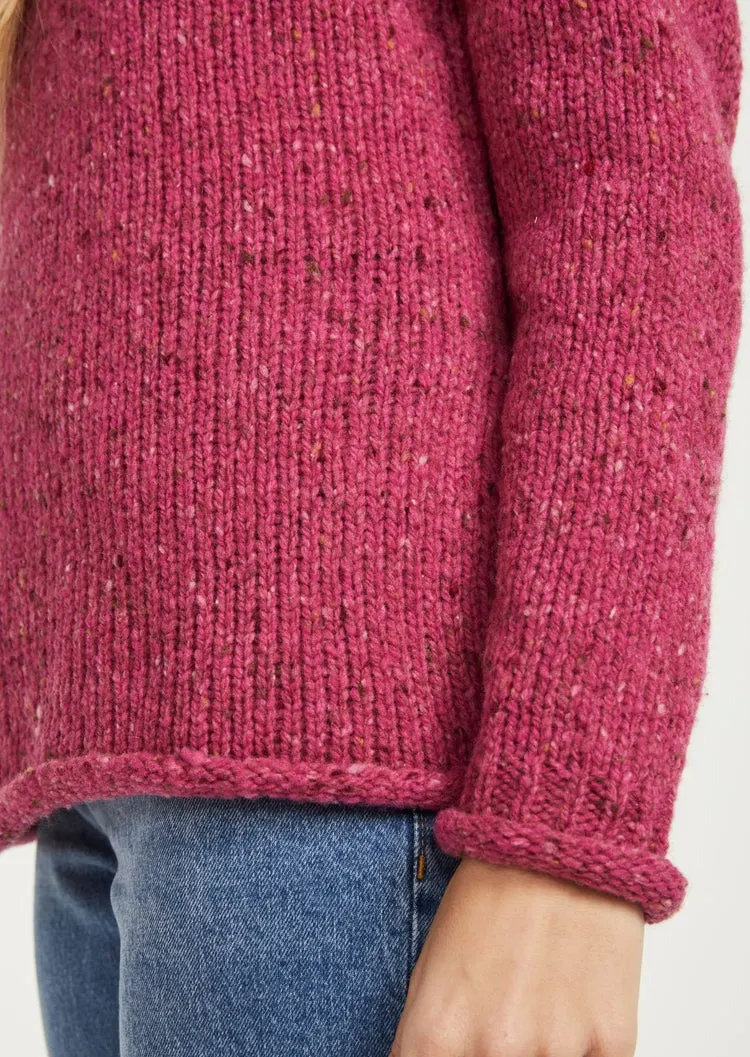 Ladies Donegal Roll Neck Sweater | Pink