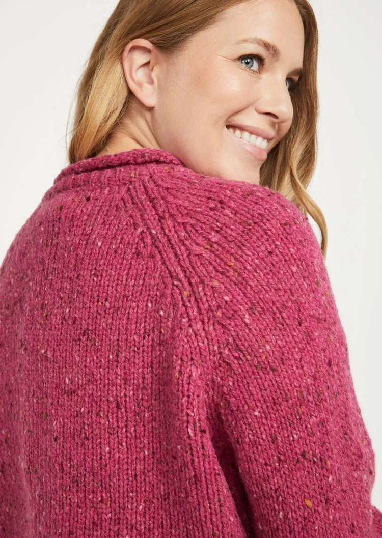 Ladies Donegal Roll Neck Sweater | Pink