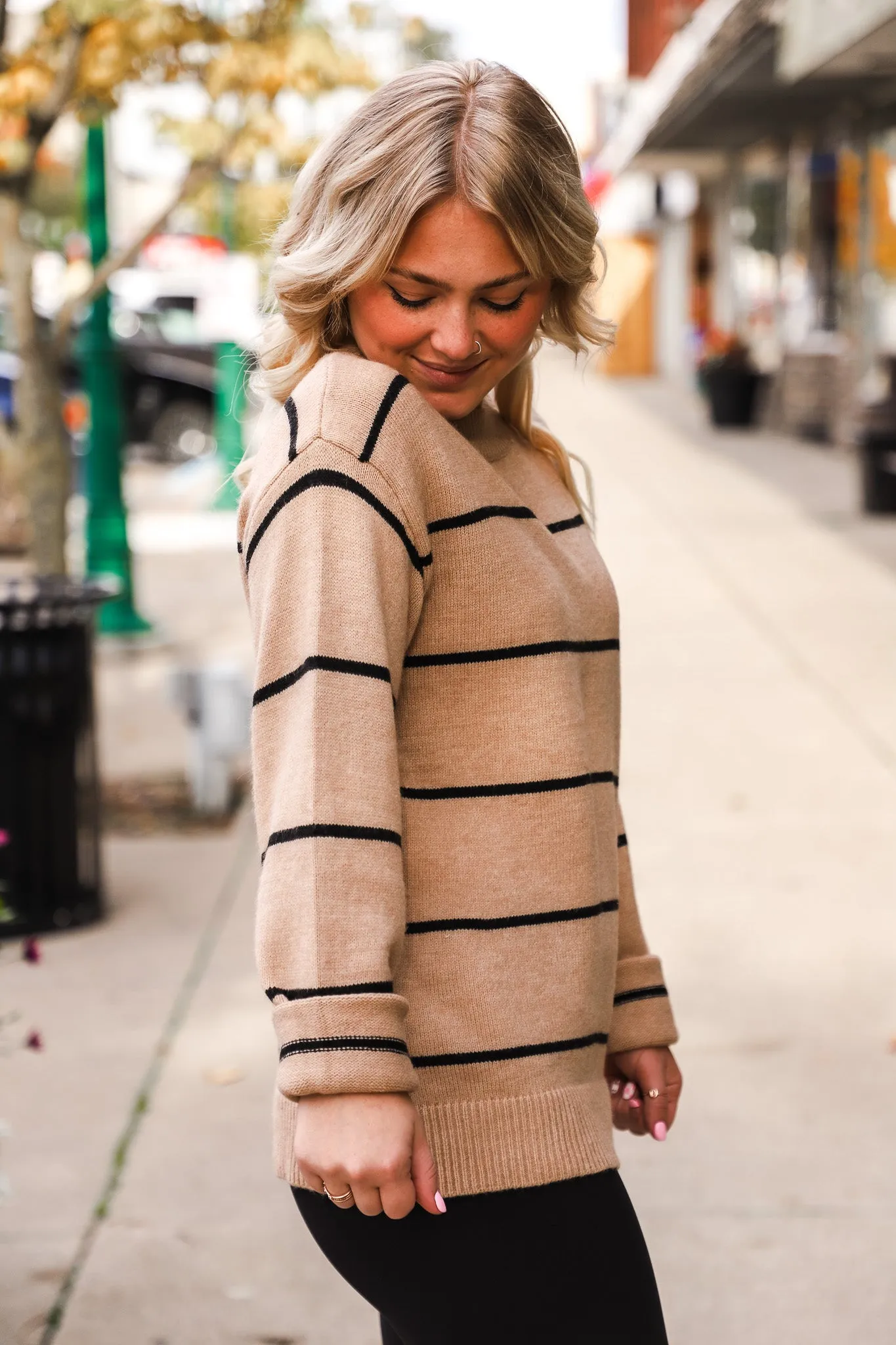 Lindsay Oatmeal Striped Sweater