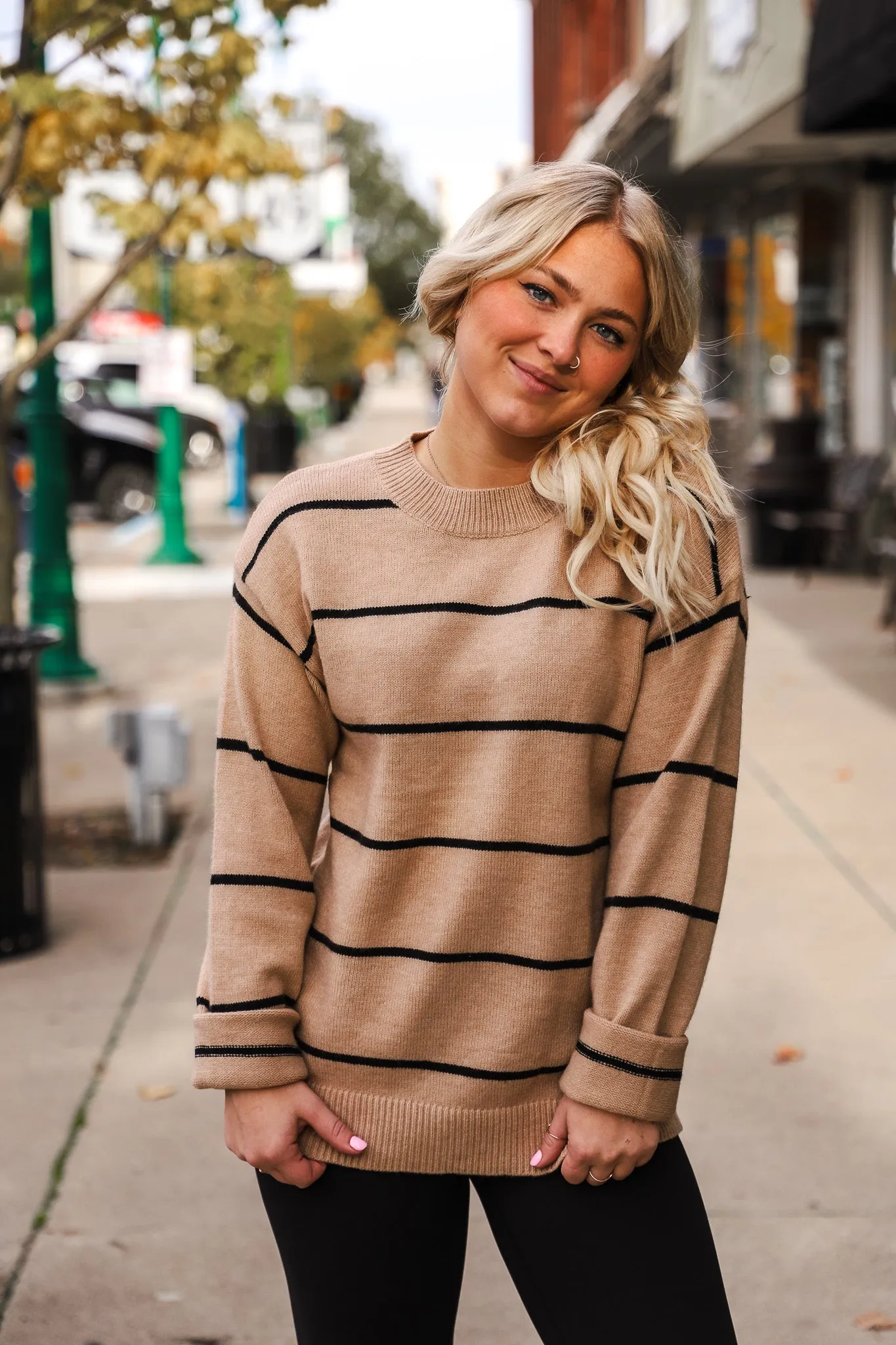 Lindsay Oatmeal Striped Sweater