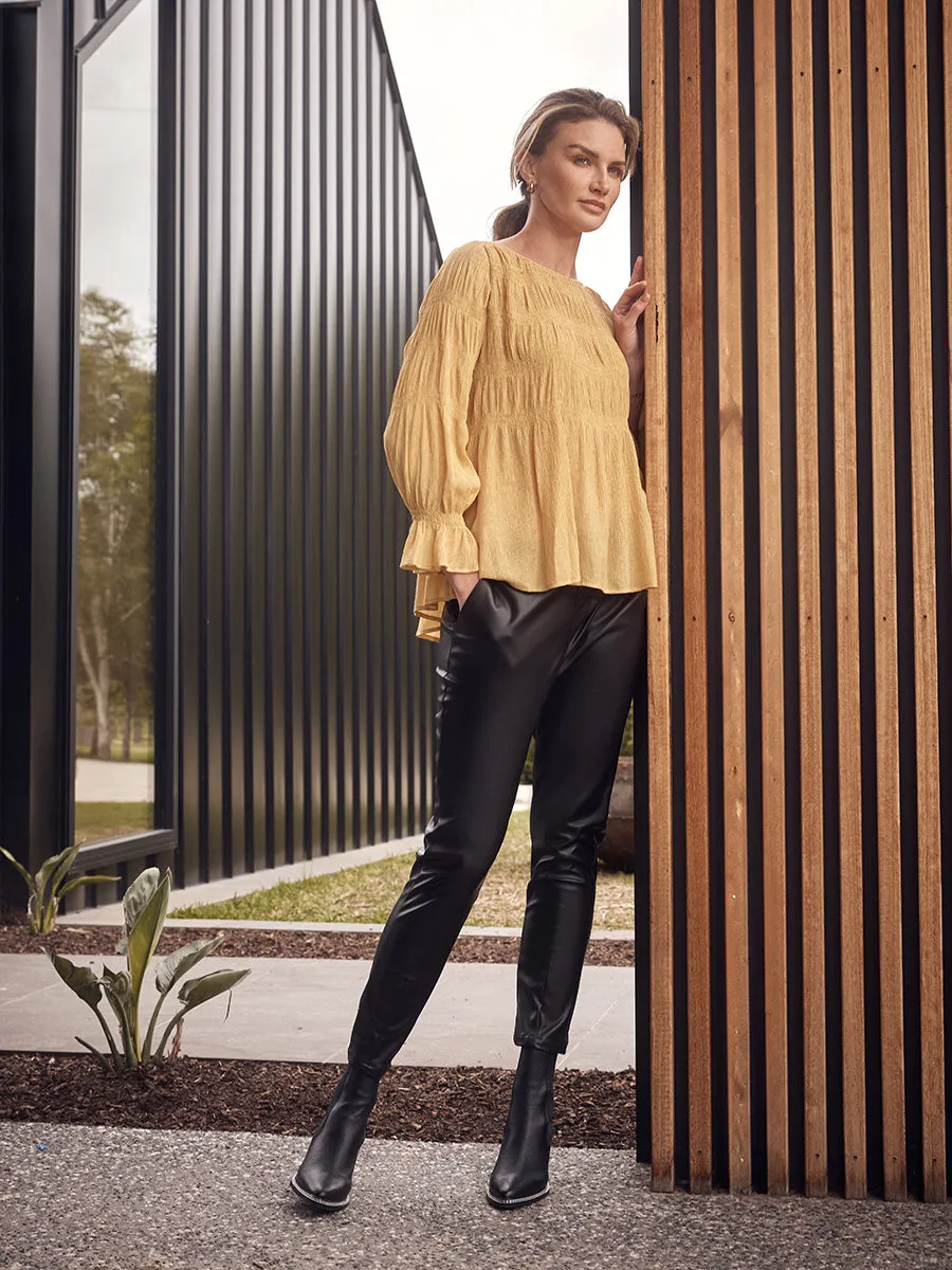 Long Sleeve Pleated Top