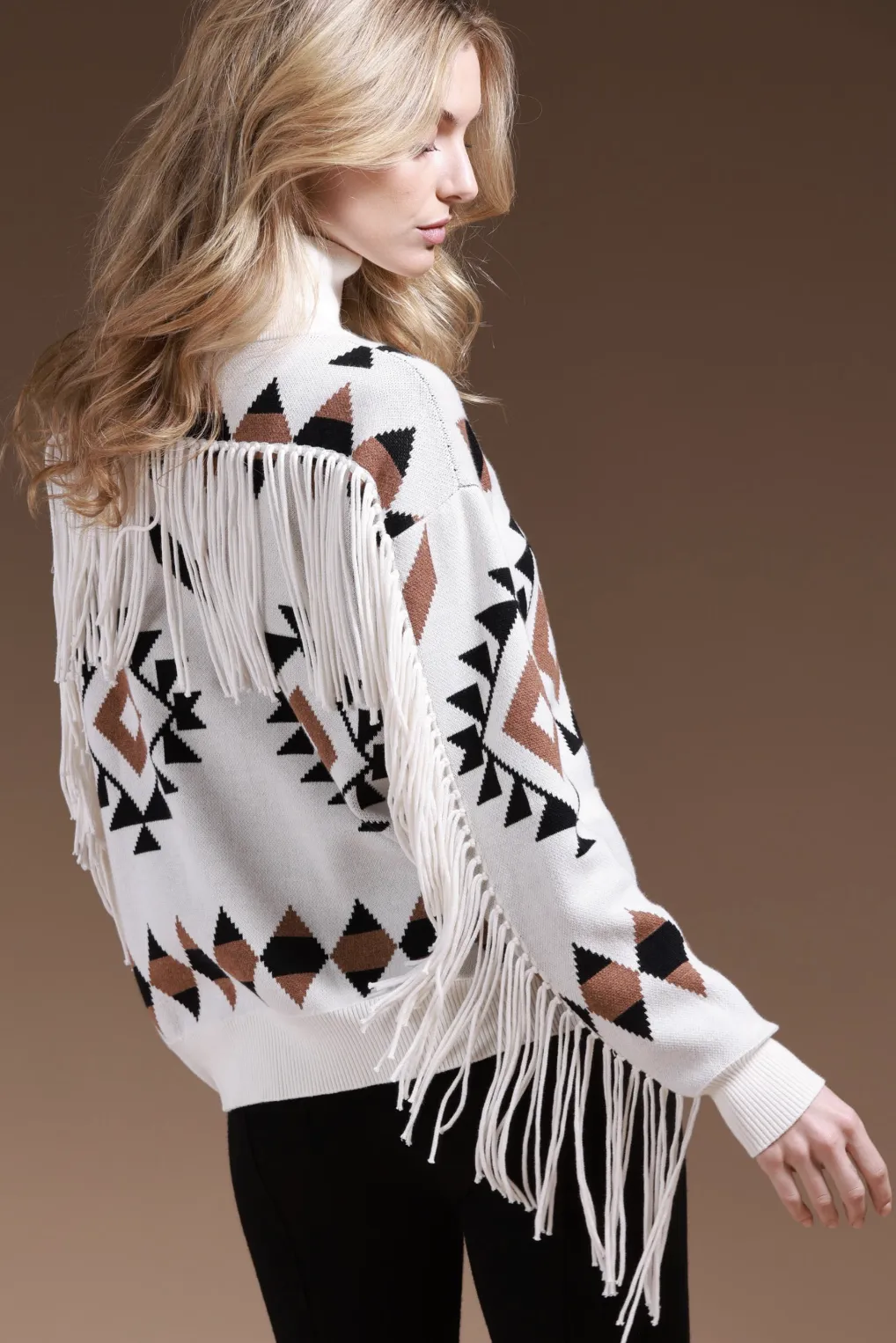 Minnie Rose Aztec Fringe Jacket