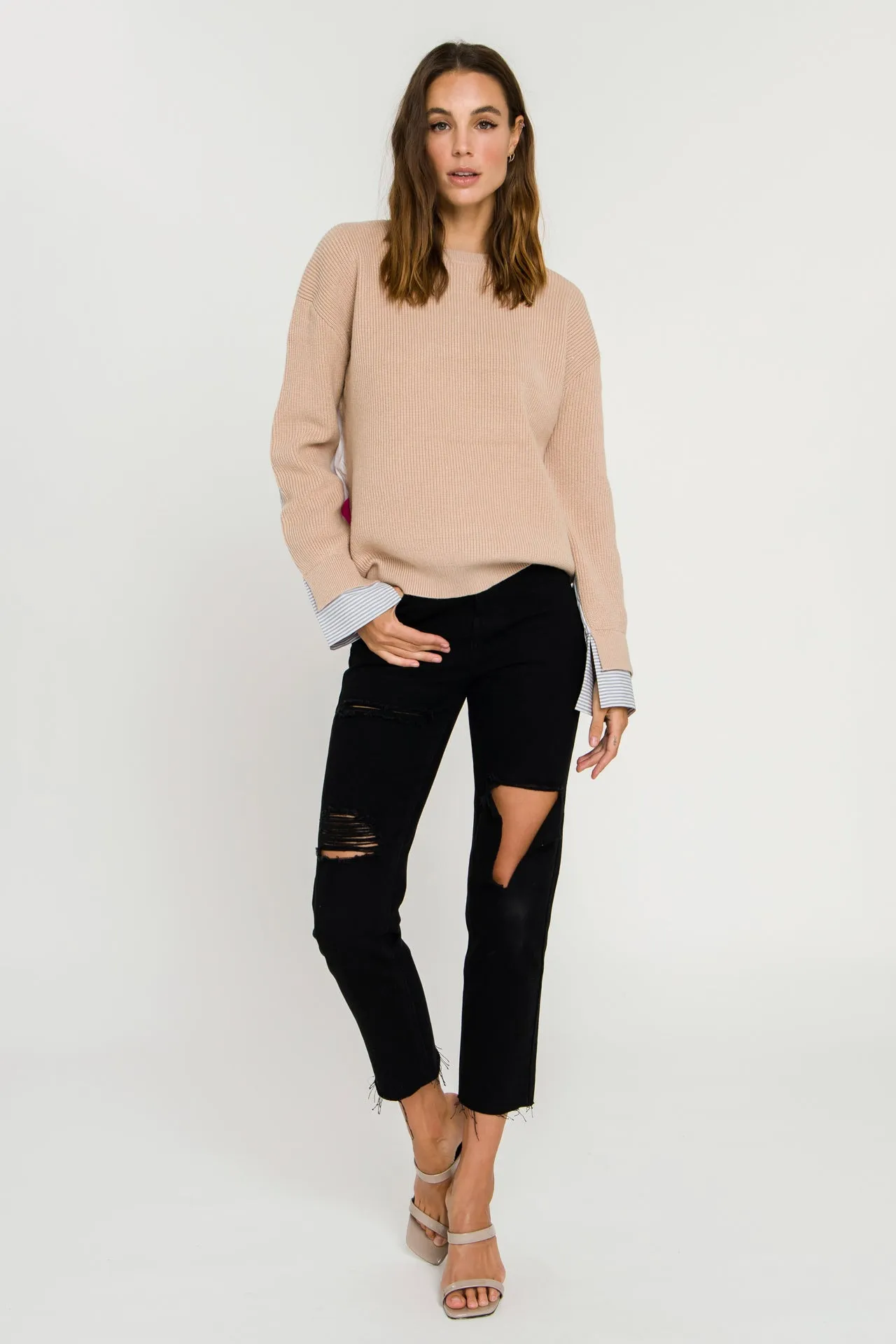 Mix Media Color Block Sweater