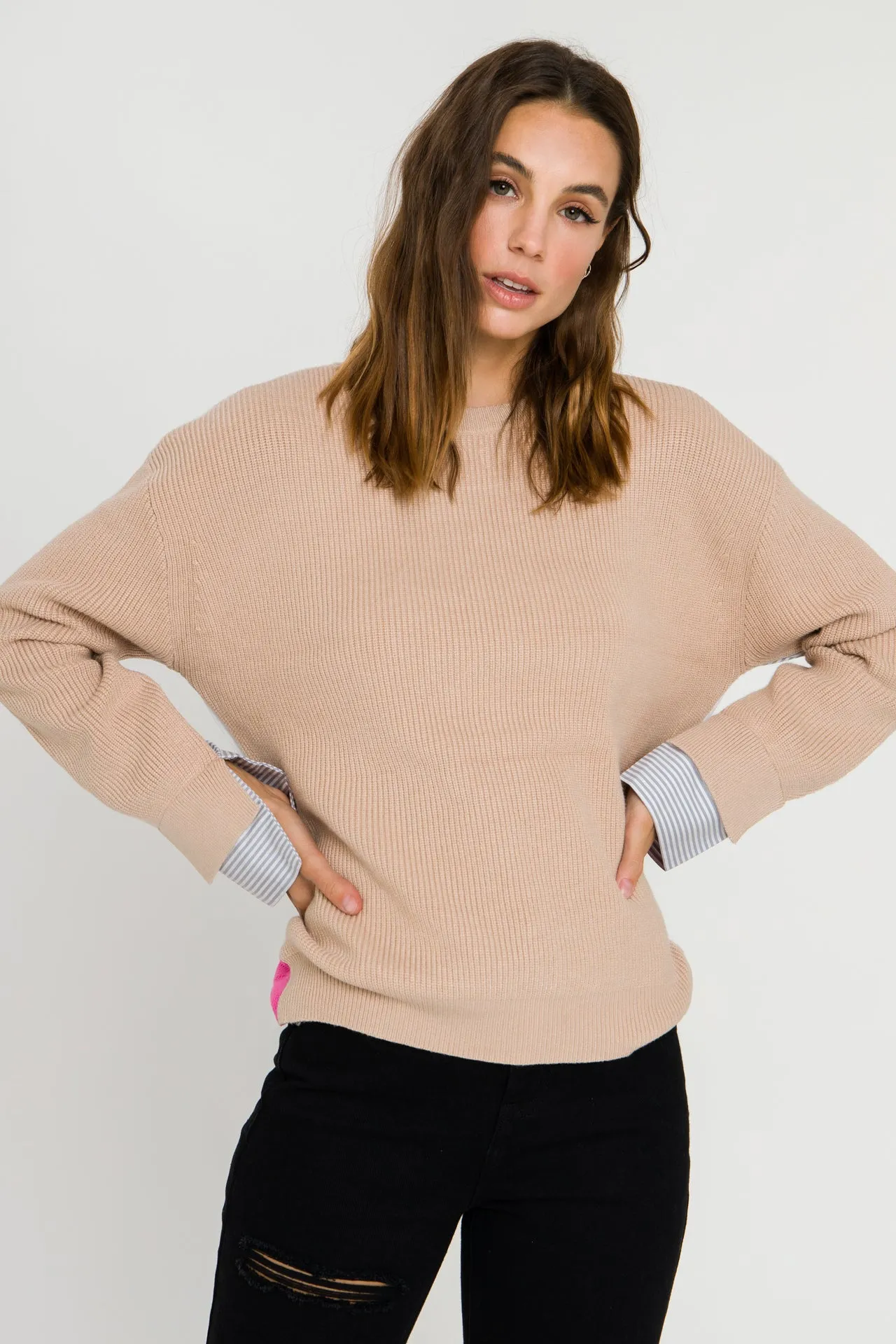 Mix Media Color Block Sweater