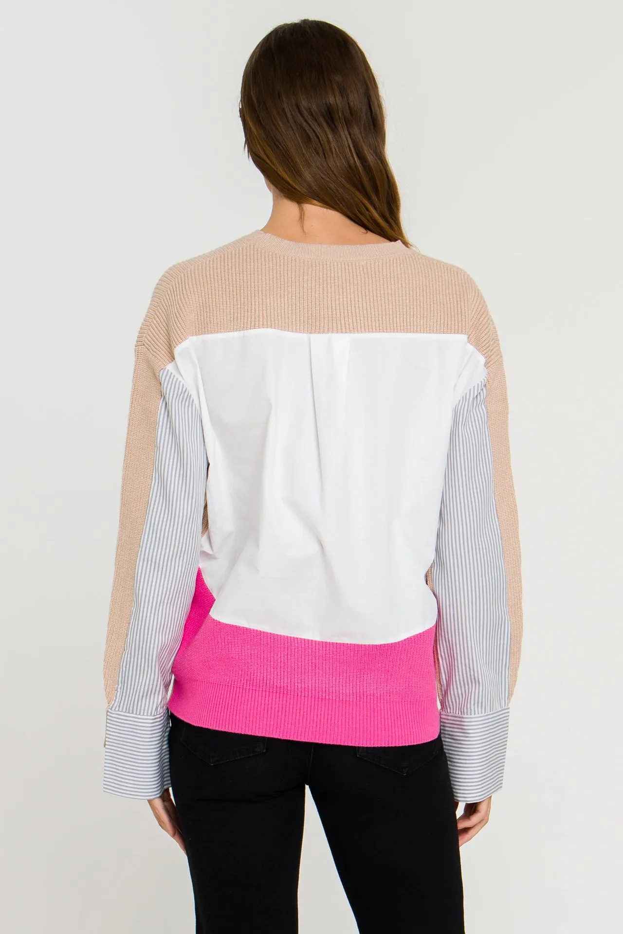 Mix Media Color Block Sweater