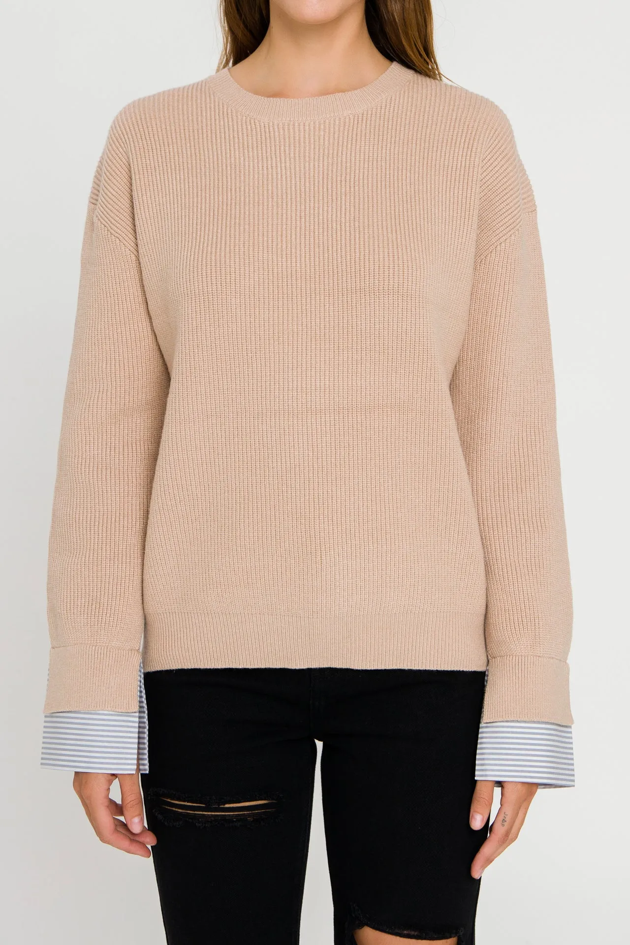 Mix Media Color Block Sweater