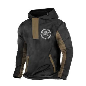 NOBODY CARES WORK HARDER COLOR BLOCK GRAPHIC POCKET HOODIE