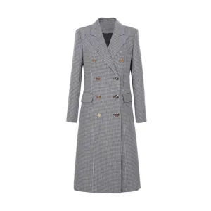Pre Order:  Decorative Gold Buttons Houndstooth Coat