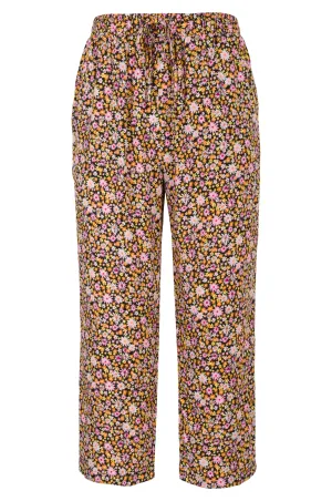 Printed Viscose Mid Calf Pants | Pink Gold Ditsy | 3369AR