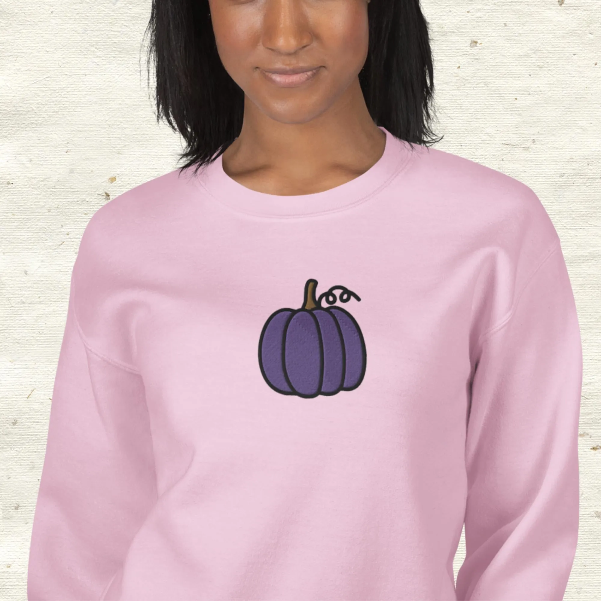 Purple Embroidered Pumpkin Sweatshirt