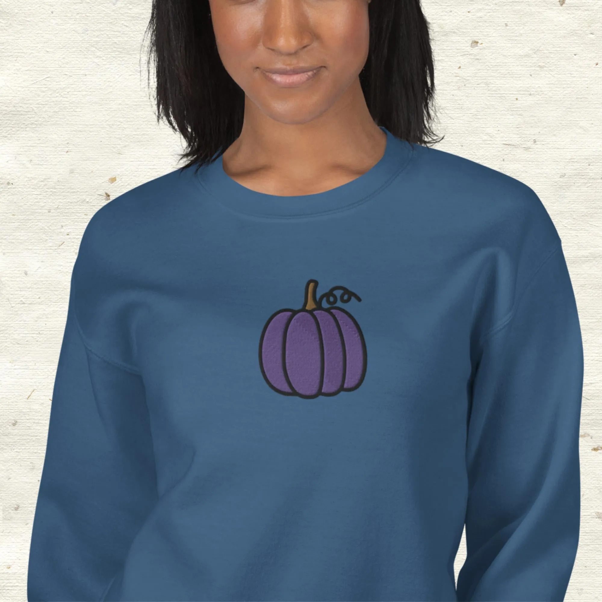 Purple Embroidered Pumpkin Sweatshirt