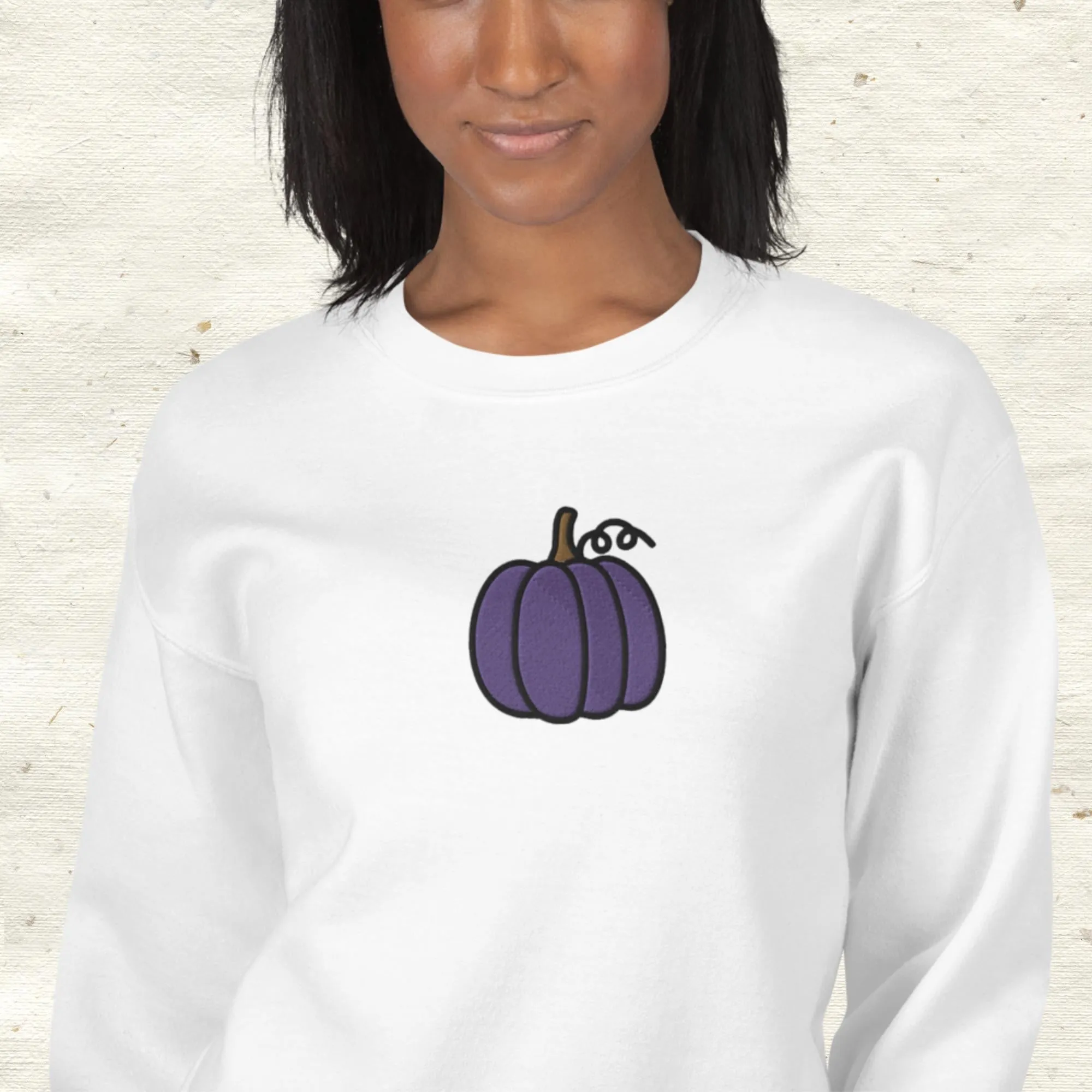 Purple Embroidered Pumpkin Sweatshirt