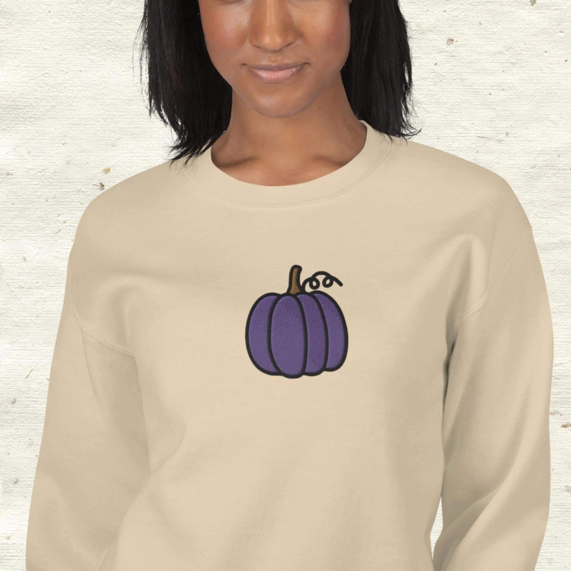 Purple Embroidered Pumpkin Sweatshirt