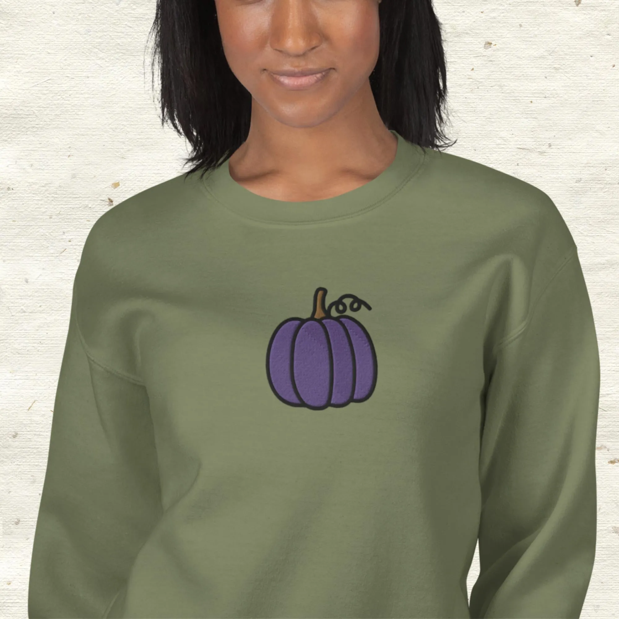 Purple Embroidered Pumpkin Sweatshirt