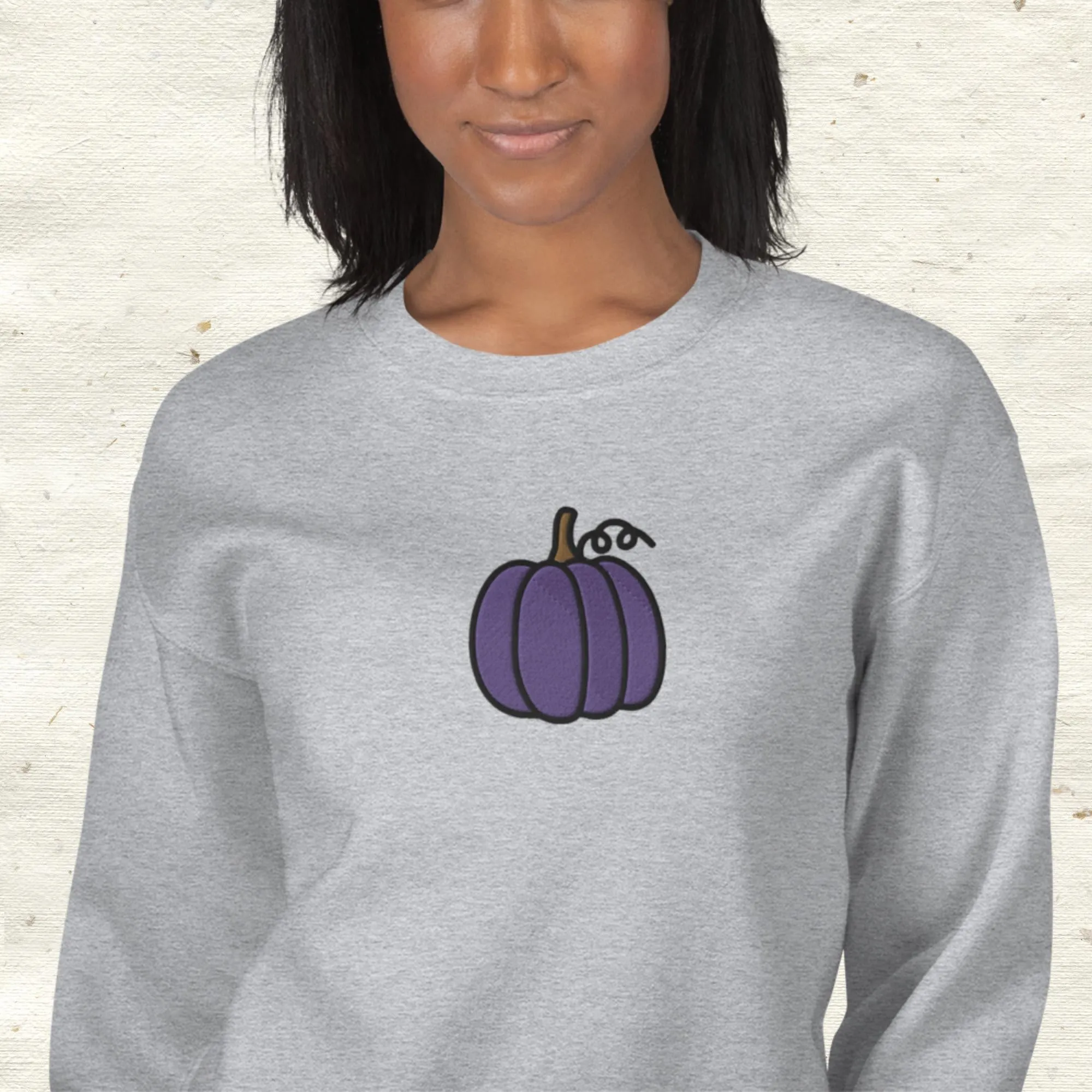 Purple Embroidered Pumpkin Sweatshirt