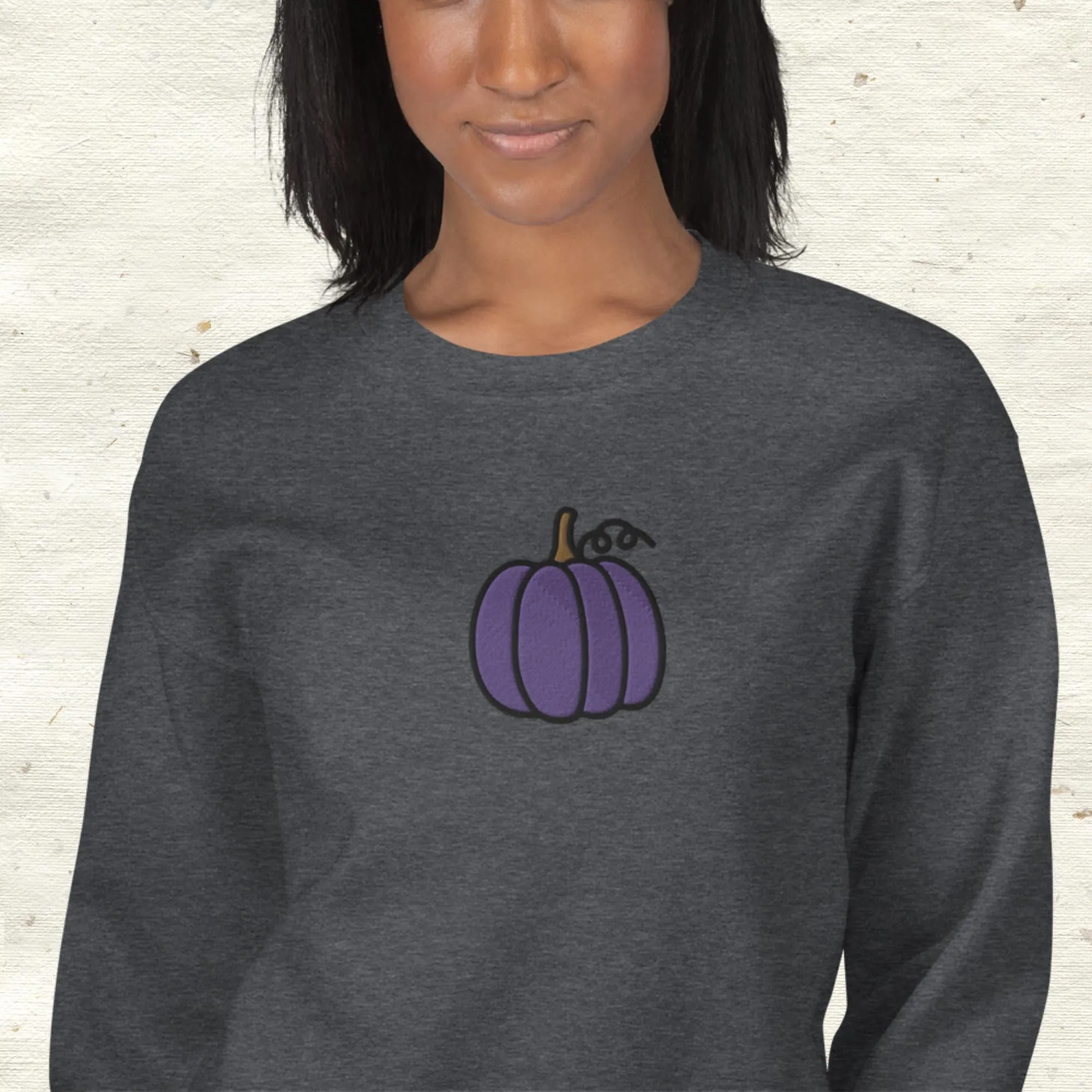 Purple Embroidered Pumpkin Sweatshirt