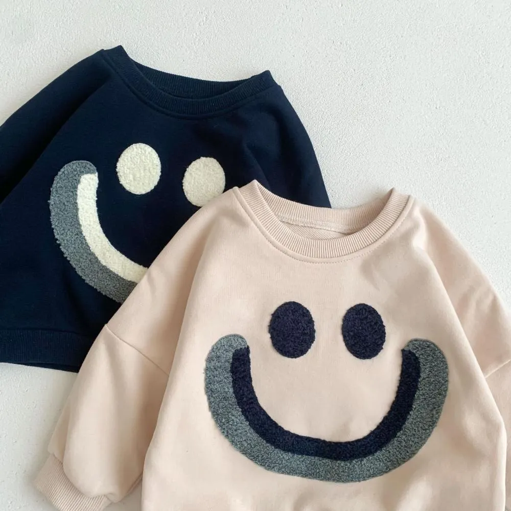 Spring And Autumn Cartoon Baby Fashion Smiling Face Rainbow Long Sleeve Vests Pants Suit Wholesale