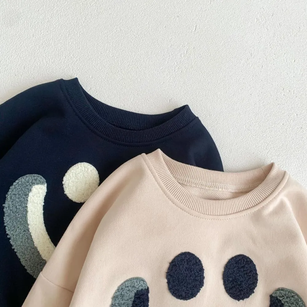 Spring And Autumn Cartoon Baby Fashion Smiling Face Rainbow Long Sleeve Vests Pants Suit Wholesale