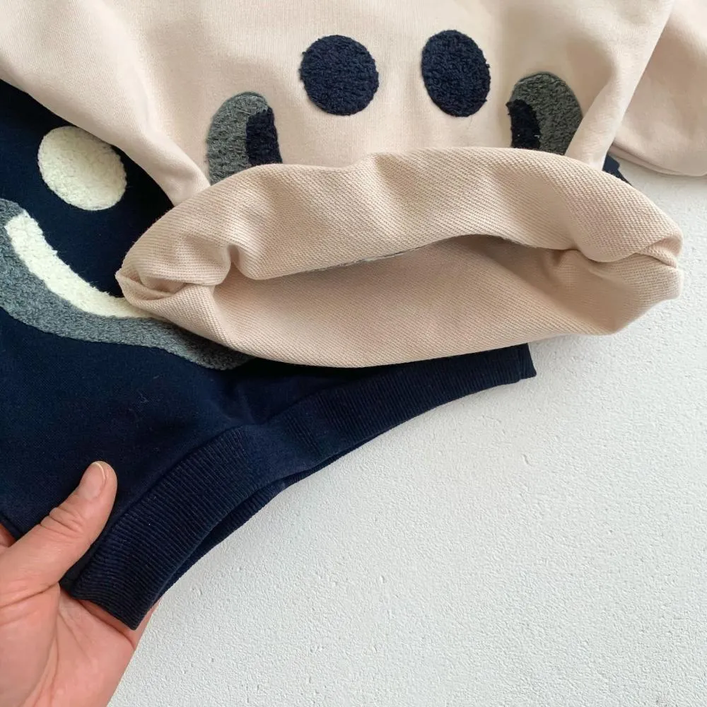 Spring And Autumn Cartoon Baby Fashion Smiling Face Rainbow Long Sleeve Vests Pants Suit Wholesale