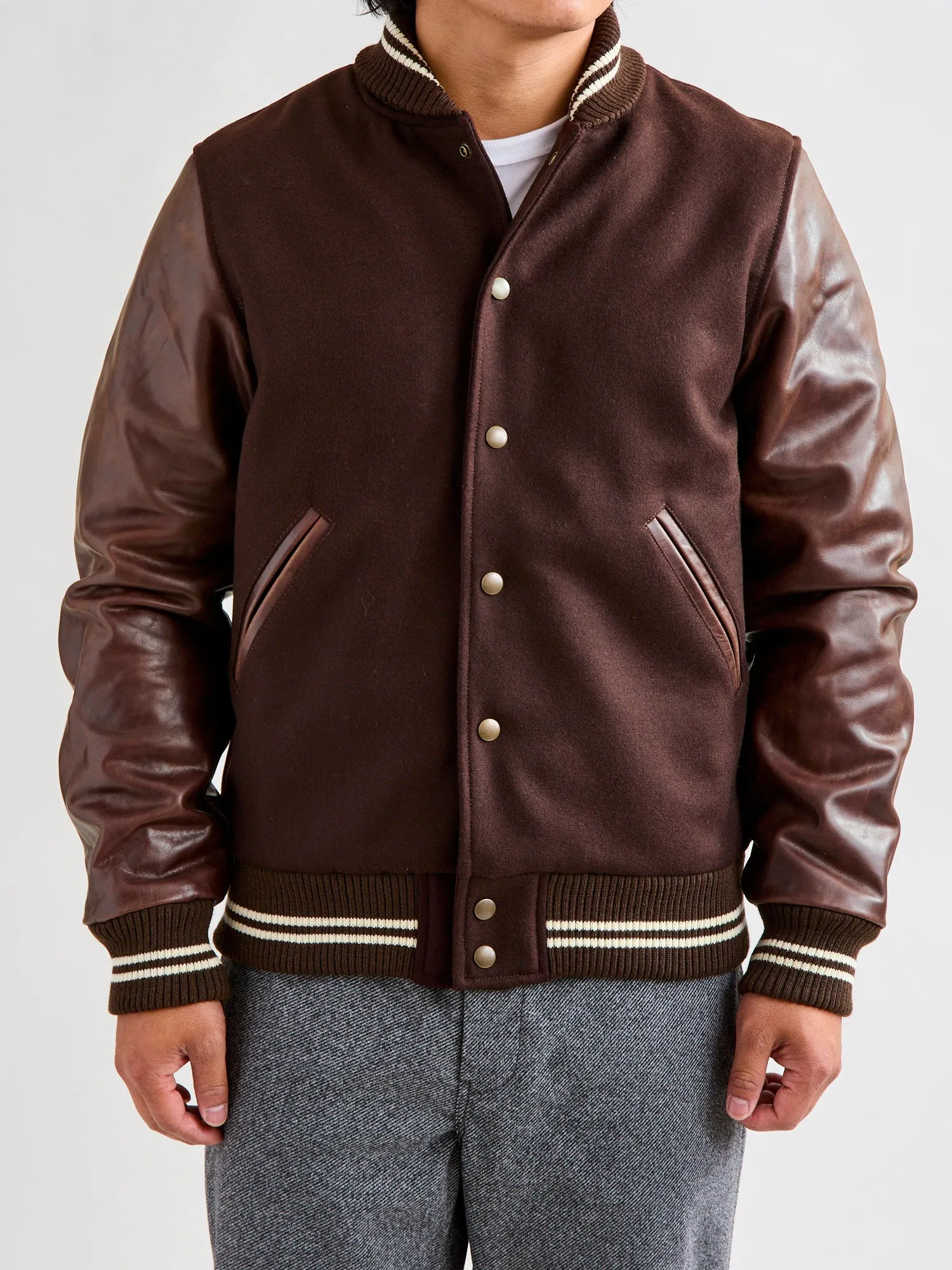 Varsity Jacket in Brown/Brandy