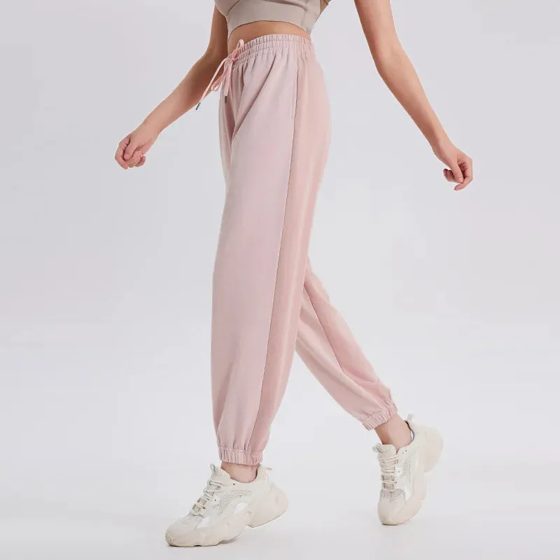 Women's Colored Pure Cotton Sports Pants, Casual Pants, Tie Feet Closure, Harlan Wei Pants, Spring, Autumn, Winter, New, 2023