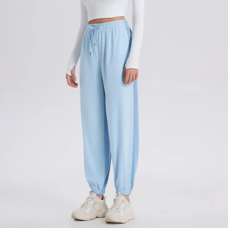 Women's Colored Pure Cotton Sports Pants, Casual Pants, Tie Feet Closure, Harlan Wei Pants, Spring, Autumn, Winter, New, 2023