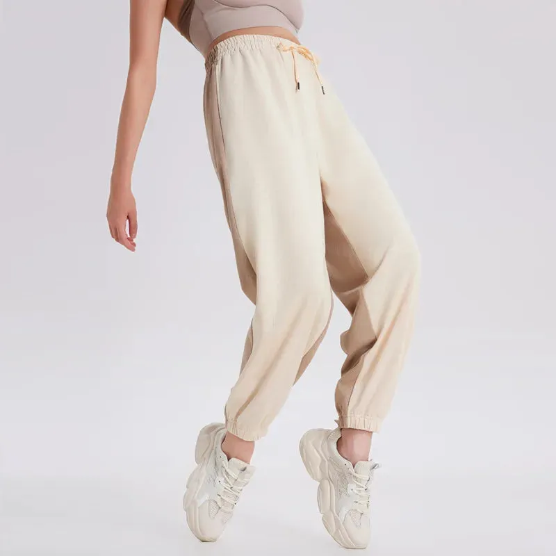 Women's Colored Pure Cotton Sports Pants, Casual Pants, Tie Feet Closure, Harlan Wei Pants, Spring, Autumn, Winter, New, 2023