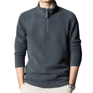xiangtuibao Reversible Fleece Keep Warm Zipper Half Height Collar Solid Sporting Fashion Man Sweatshirt Pullover Grey Long Sleeve Male Coat