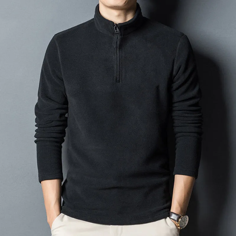 xiangtuibao Reversible Fleece Keep Warm Zipper Half Height Collar Solid Sporting Fashion Man Sweatshirt Pullover Grey Long Sleeve Male Coat