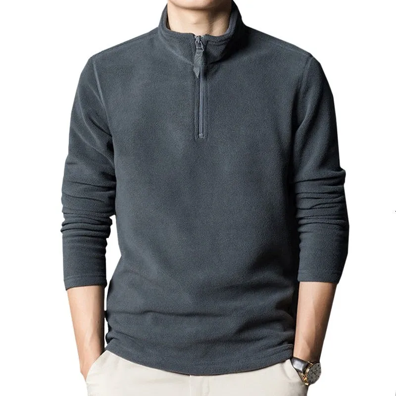 xiangtuibao Reversible Fleece Keep Warm Zipper Half Height Collar Solid Sporting Fashion Man Sweatshirt Pullover Grey Long Sleeve Male Coat