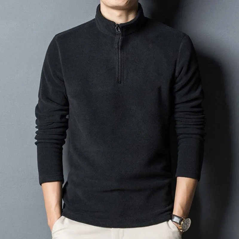 xiangtuibao Reversible Fleece Keep Warm Zipper Half Height Collar Solid Sporting Fashion Man Sweatshirt Pullover Grey Long Sleeve Male Coat
